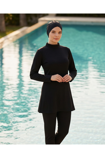 Hirazenmoda Women's Black Tight Swimsuit 4 Pieces