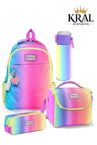 Coral High Kids Renk Geçişli Desenli 4’lü Okul Çanta Seti