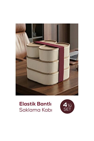 Empressco Practical Set of 4 Stackable Storage Containers with Elastic Bands