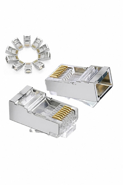 MVLH 10ADET RJ45 Metal Zırhlı Cat6 Cat7 Ethernet Kablo Konnektörü Altın Uçlu ...