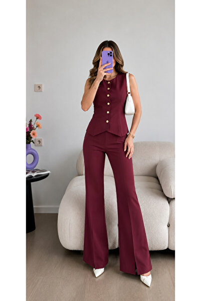 Ekim Store Düğmeli Yelek Pantolon Blazer Takım