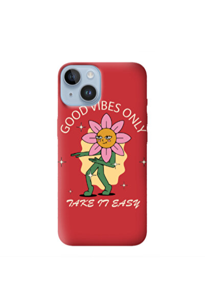 Other Apple iPhone 14 Plus Good Vibes Only Red Colored Silicone TPU Θήκη