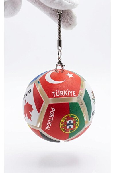 NETAVANTAJ Dünya Kupası Fifa Ülke Bayraklı Top Işıklı Klavye Anahtarlık