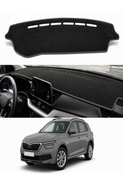 e-biz Skoda Kamiq (2019+) Uyumlu Torpido Koruma Örtüsü Oto Kılıfı Siyah - Gri