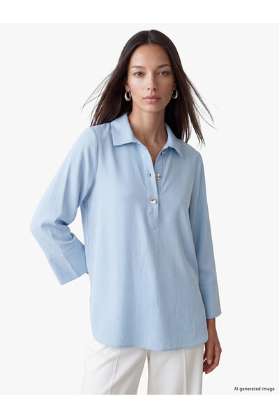LC Waikiki Blue Oversize Women's Shirt Tunic