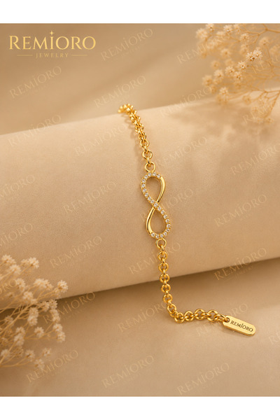 REMIORO Brățară Damă Infinity Placată cu Aur de 14K, Zirconii Strălucitoare, ...