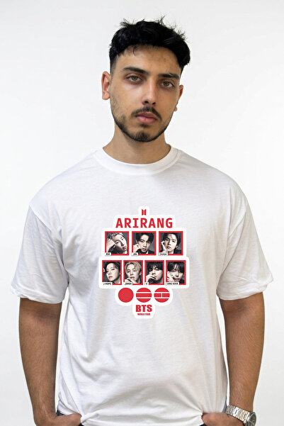 Anetos Bts Kpop_5 Design Printed Oversize White T-Shirt