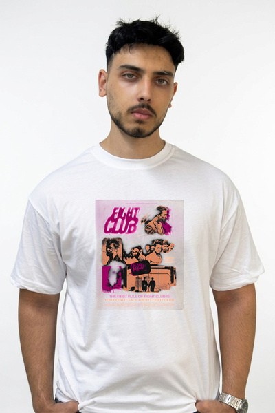 Anetos Fight Club_1 Design Printed Oversize White T-Shirt