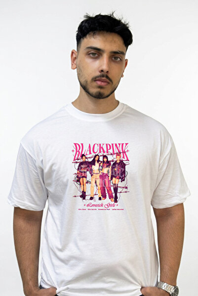 Anetos Blackpink Lovesickgirls Design Printed Oversize White T-Shirt