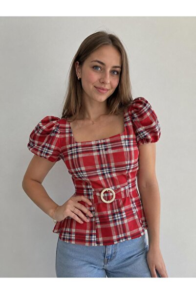 Lrscollection Red Cream Blouse