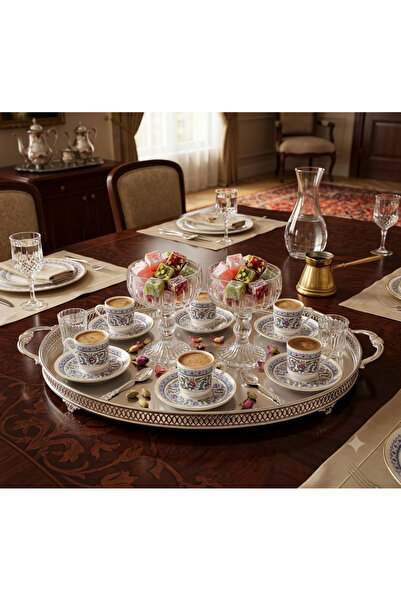 DİBA AVM Luxury 6-Piece Footed Glass Crystal Turkish Delight Serving Bowl, Uk...