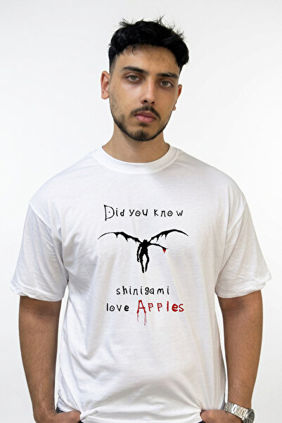 Anetos Shinigami Ryuk Design Printed Oversize White T-Shirt