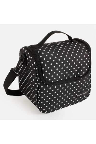 OEM Geantă termoizolantă neagră cu buline 23 x 14 x 20 cm - 6 L