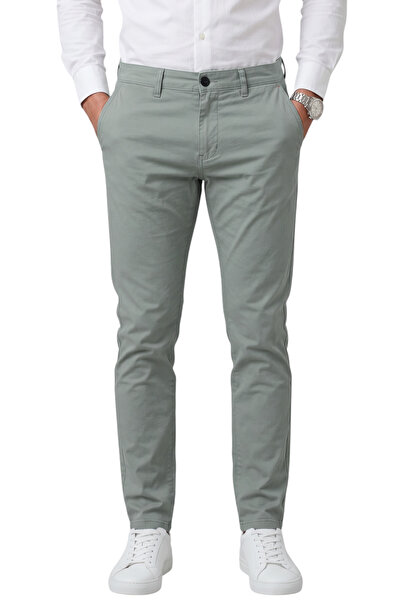 DeepSEA Light Green Slim Fit Cotton Lycra Summer Men's Sports Trousers 2602021
