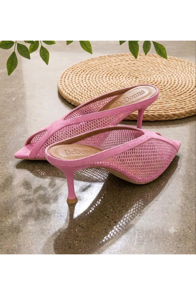 SMZ Ayakkabi File Detailed Pointed Toe Thin Heel Women's Slippers