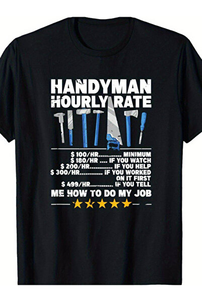 LİNA06 Men's Funny Handyman Hourly Rate T-Shirt with Tool Design - Oversized ...