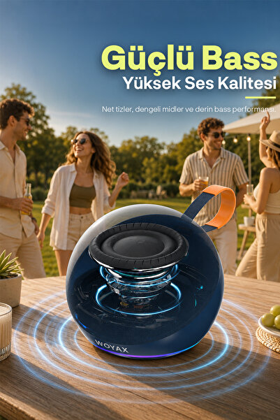 woyax Bluetooth Hoparlör 15W Kablosuz Küre Speaker Güçlü Ses Yüksek Bass Taşınabilir Ses Bombası USB TWS Adaptif RGB Led
