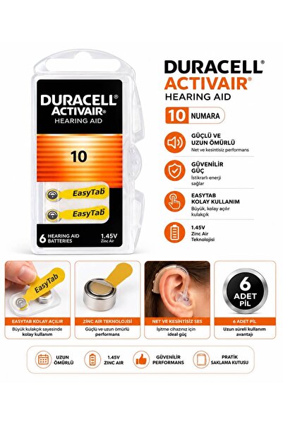 BuradaBuldun Activair 10 Numara Kulak İçi Ses Yükseltici Cihaz Pili 6'lı Paket