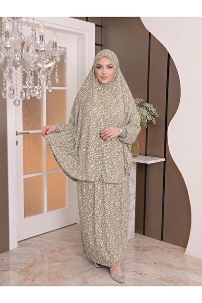 İSTDONATELLA Women's Prayer Gown - Two-Piece Flower-Patterned Seasonal Sweat-...