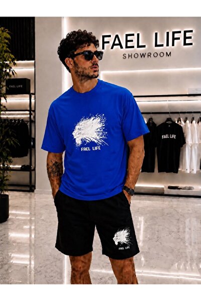 FAEL LİFE Unisex Wide-Let T-Shirt and Shorts Tiger Printed Set