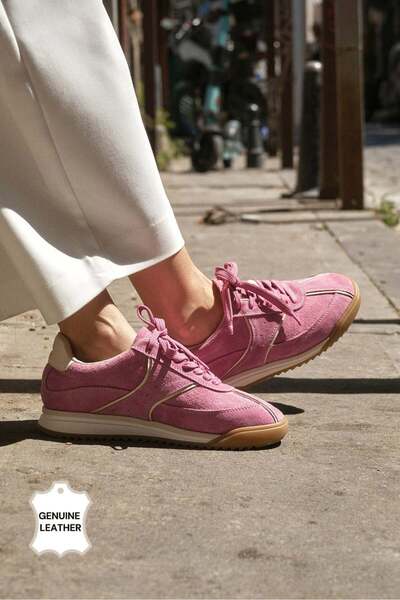 Mio Gusto Alis Genuine Leather Pink Color Women's Sports Shoes