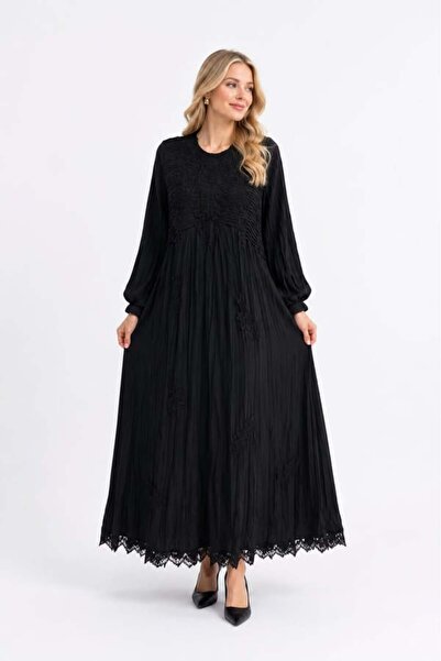 Lissmore %80 Modal %20 Viscose Brode Nakış İşlemeli Astarlı Elbise
