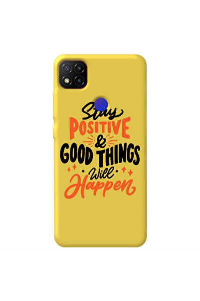Other Xiaomi Redmi 9c Stay Positive Yellow Colored Silicone TPU Θήκη