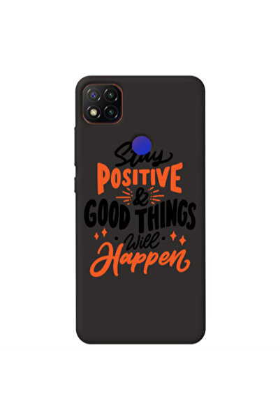Other Xiaomi Redmi 9c Stay Positive Black Colored Silicone TPU Θήκη