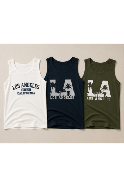 MARKATEM 3-Pack Losangeles Printed Cotton Unisex Wide-Cut Athlete