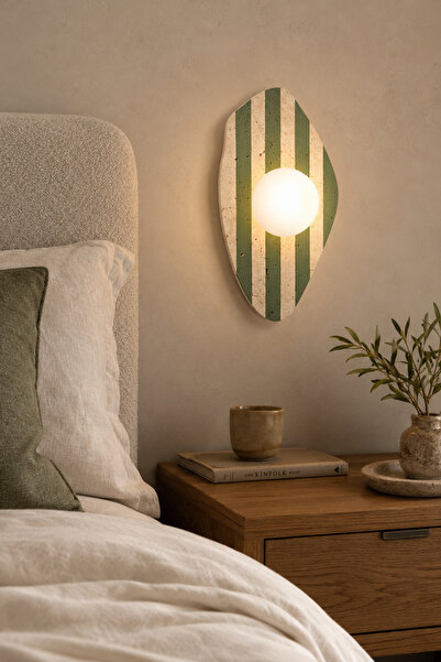Baz Aydınlatma Travertine Green Striped Opal Glass Globe Wall Sconce G9 Bulb ...