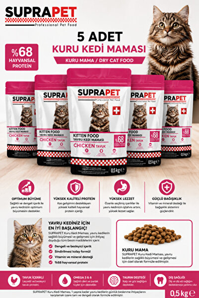 Comprox SUPRAPET Yavru Kedi Kuru Maması Tavuklu 500 Gr x 5 Adet | Kitten Food...