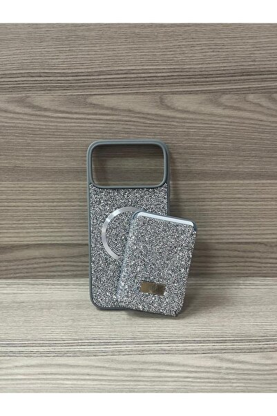 MUS10 IPHONE 17 PRO MAX CÜZDANLI MAGSAFE ÖZELLİKLİ PARLAK TAŞ TASARIMLI KILIF