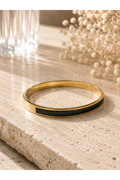 SADEN Noir Gold Black Handcuff Bracelet