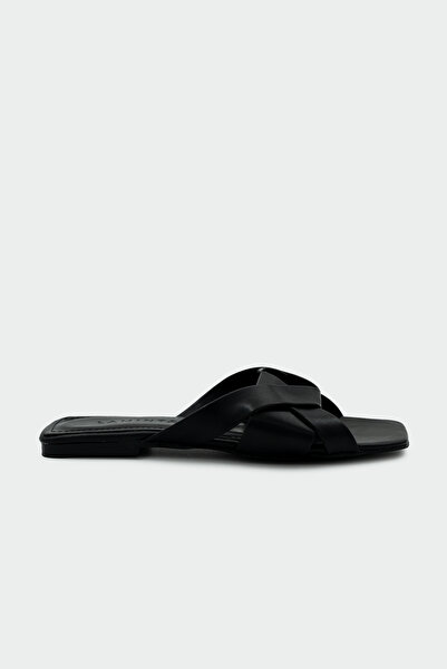LAMİNTA Mior Knitted Model Women's Black Flat Slippers