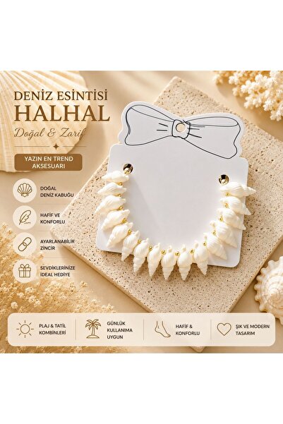denizkabuğundan Deniz Kabuğu Halhal Gold Renk Kadın Ayak Halhalı | Doğal Deni...