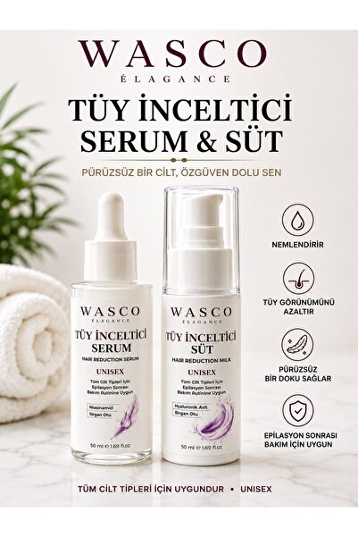 Wasco Elegance Tüy Serum & Tüy Süt 2'li Set 50 ml + 50 ml | Epilasyon Sonrası...