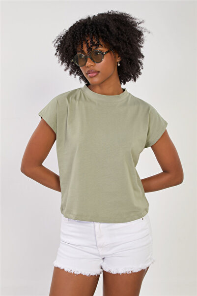 BARRELS AND OIL Women's Low Sleeve Basic T-Shirt - Olive