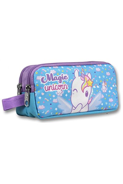 Cennec Two-Compartment Magic Unicorn Printed Purple - Turquoise Girls' Pencil...