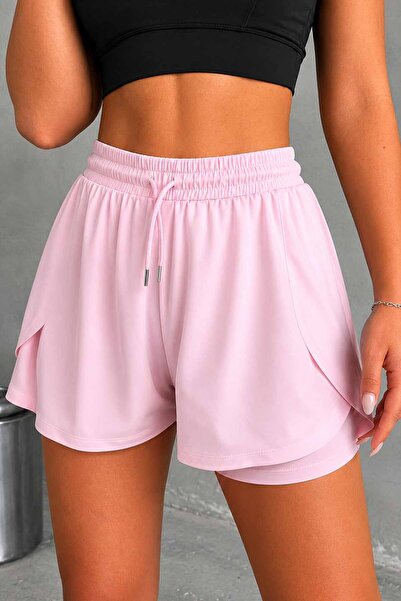 vynor atelier Women's Double Layer Shorts Leggings – High Waist Running, Fitn...