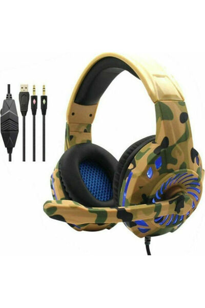 Komc G305 Ακουστικά Gaming Υπεραυτικά με Σύνδεση 2x3.5mm / USB Καφέ