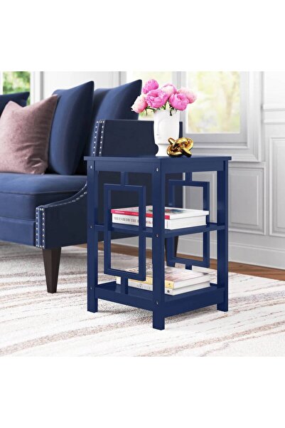 Poyraz Furniture Accessory Dekoratif Raflı Yan Sehpa, Saklama Alanlı, Küçük A...