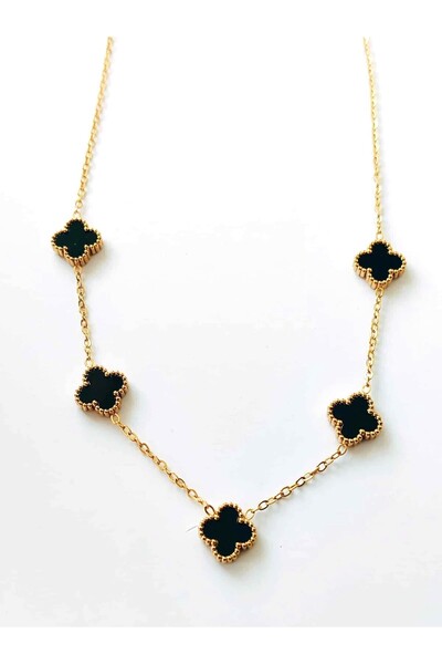 Umrece Gold-Black 5-Piece Steel Necklace