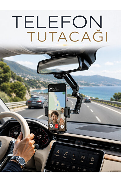 Twin Store Foldable Car Rearview Mirror Mounted Phone Stand