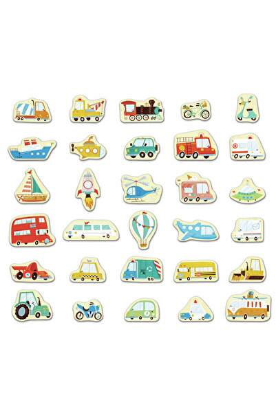 Hape Jucarie din lemn copii - Magneti cu vehicule (30 piese)