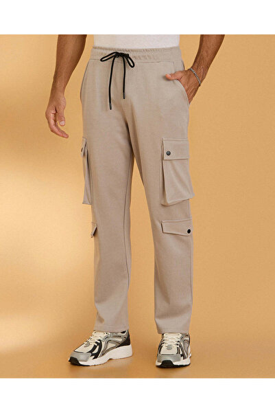 REDTAG Men Charcoal Cargo Track Pants