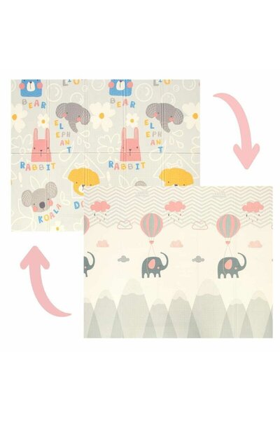 Bocioland Covoras de joaca Grey Elephant, pliabil, protectie impotriva lovitu...