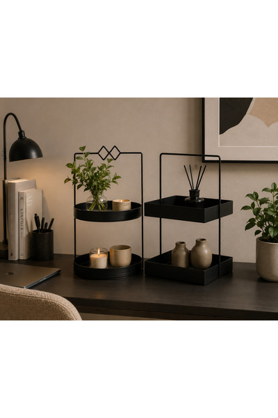 Rarart Concept Luna & Muffin Set - Black Metal Organizer - Multi-Purpose Orga...