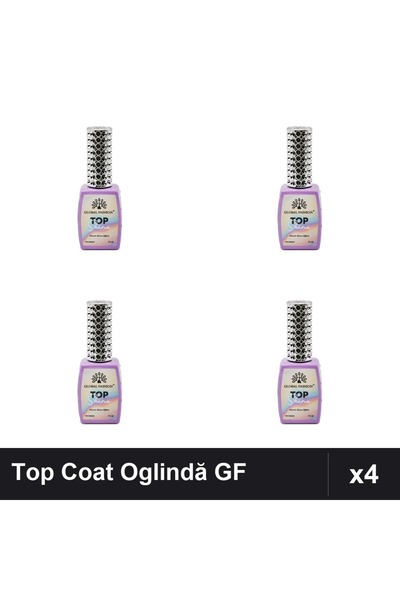 global fashion Set 4 Top Coat Efect Oglindă TOP SHINE 12ml Nr.03 Nr.04 Nr.07 ...