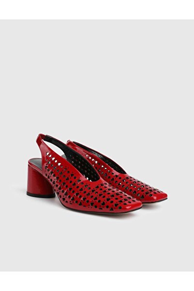 İLVİ Enara Genuine Patent Leather Women's Red Heeled Sandals