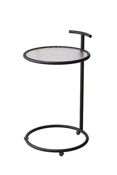 sharpdo Round Side Table, Transparent Glass End Table with Metal Frame, Moder...